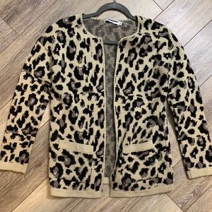 Cotton Emporium Cheetah Cardigan Sweater XS